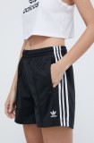 Adidas Originals pantaloni scurți Firebird femei, culoarea negru, cu imprimeu, high waist IU2425
