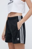 Adidas Originals pantaloni scurți femei, culoarea negru, cu imprimeu, high waist IU2425