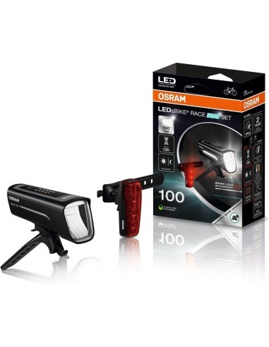 Set de lumini pentru biciclete, fata si spate, luminozitate pana la 100m, Osram LEDsBIKE RACE 100Set