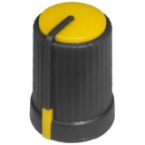 Buton plastic negru-galben moletat