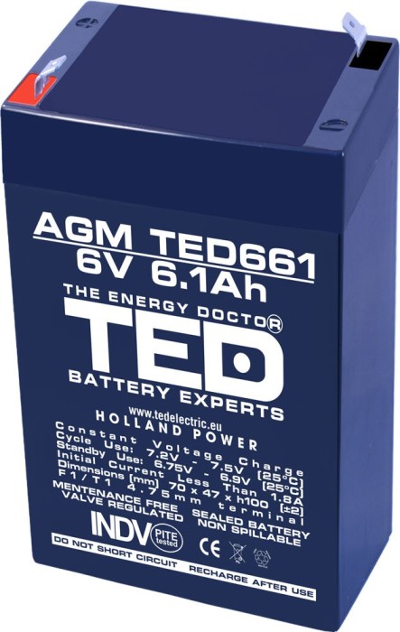 Accu.Pb.6V 6.1Ah TED