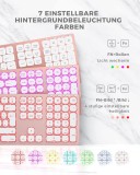 Tastatură retroiluminata wireless SEENDA, bluetooth, 1600 mAh, roz, 42,6 x 12,1 x 1,2 cm