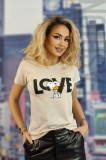U828-15 Tricou casual cu imprimeu text &quot;love&quot;