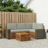 vidaXL Set de canapele de exterior 5 pcs Natural și gri deschis 3384337