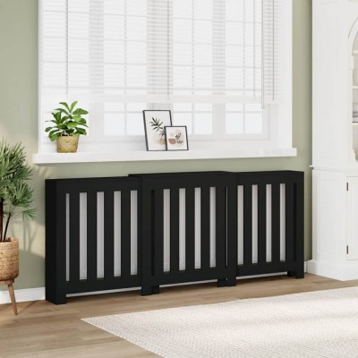 vidaXL Mască pentru calorifer, negru, 205x21,5x83,5 cm, lemn prelucrat 852763 foto