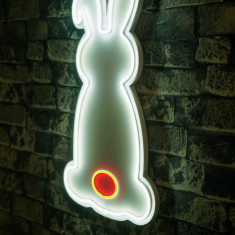 Decoratiune luminoasa LED, Rabbit, Benzi flexibile de neon, DC 12 V, Alb/Rosu