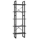 Cumpara ieftin Biblioteca cu 5 rafturi, gri, 60x30x175 cm, lemn de pin