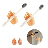 Suport periuta de dinti cu ventuza, design mana, set 2 bucati, crem