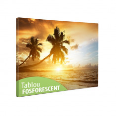 Tablou canvas fosforescent Tropical Island, 40x20 cm foto