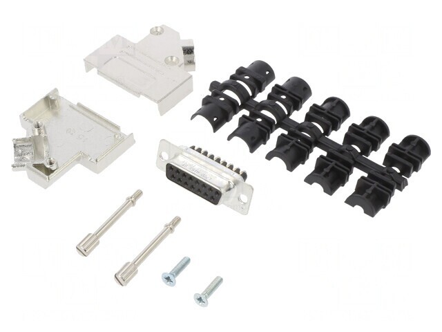 Conector D-Sub 15-Pin Mamă Unghi 45&deg; Terminal Șurub Cablu