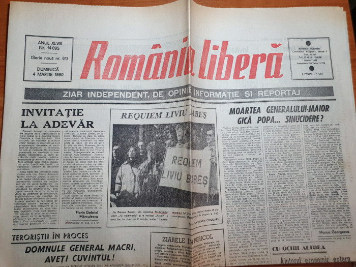 romania libera 4 martie 1990-moartea generalui gica popa...sinucidere ?