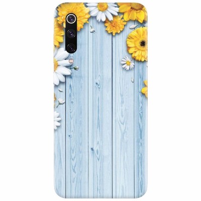 Husa silicon pentru Xiaomi Mi 9, Sunflower On Blue Wood foto
