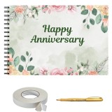 Guestbook/ Set album foto pentru zi de nastere, Happy Birthday, 25 file interioare, A4 lanscape, Floral