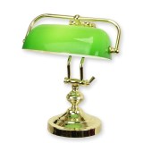 Lampa Banker din alama cu abajur verde TA-500, Veioze