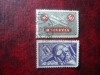 2 Timbre Elvetia 1923 Aviatie stampilate : 40c violet colt rotunjit si 50c pliu, Stampilat
