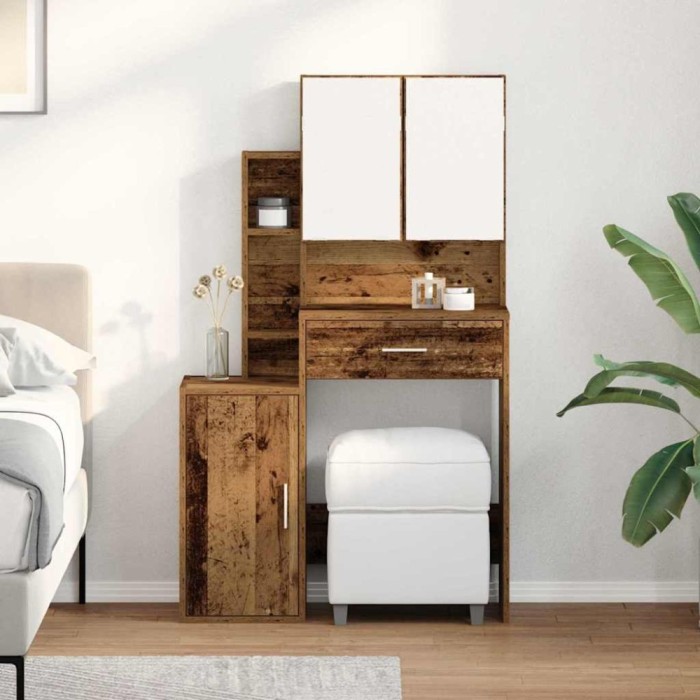 vidaXL Măsuță de toaletă Lemn Vechi 80 x 35 x 132 cm Lemn compozit