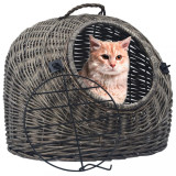 Coș transport pentru pisici, gri, 60x45x45 cm, răchită naturală, vidaXL