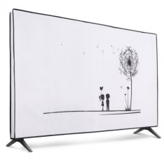 Husa de praf pentru televizor 55 inch, Kwmobile, Alb/Negru, Textil, 51992.06