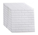 Cumpara ieftin Set 10 Tapet 3D Adeziv Caramida Alba 77x70 cm, Decorativ, Autoadeziv, Spuma Polietilena, Interior