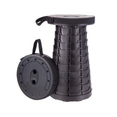 Scaun rotund telescopic, MAKS, extensibil, retractabil, pliant, portabil, pentru outdoor, camping, pescuit, negru