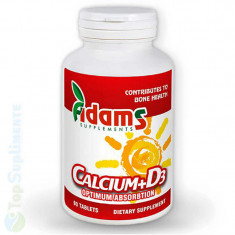 Calciu si Vitamina D3 90tab. (oase, muschi, nervi, imunitate) Adams Supplements foto