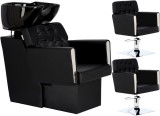 Set Scafă coafor profesională unitate de spălare model Maya + 2 x scaune de coafură hidraulic pivotant pentru picioare și accesorii bol ceramic