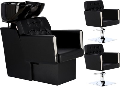 Set Scafă coafor profesională unitate de spălare model Maya + 2 x scaune de coafură hidraulic pivotant pentru picioare și accesorii bol ceramic foto