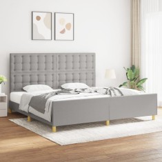 vidaXL Cadru de pat fără saltea, gri deschis, 200x200 cm, textil