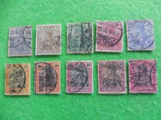 Germania 1900, Timbre cu inscriptia &quot;REICHSPOST&quot; , Mi 53-62 (T42)