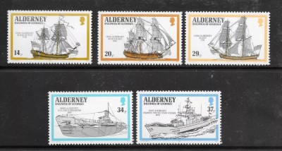 Alderney 1990 - Vapoare, nave de lupta, serie neuzata foto