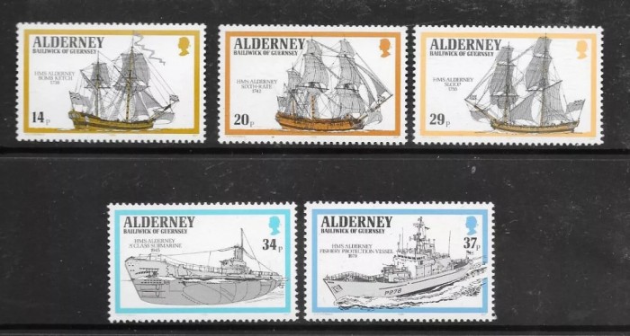 Alderney 1990 - Vapoare, nave de lupta, serie neuzata