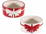 Set 2 ghivece flori ceramica alba rosie &Oslash; 14,5 cm x 6 H