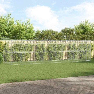 vidaXL Cușcă pentru c&amp;acirc;ini 4 pcs Argintiu 8 x 2 x 2 m Oțel 3368338 foto