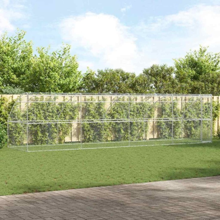 vidaXL Cușcă pentru c&acirc;ini 4 pcs Argintiu 8 x 2 x 2 m Oțel 3368338