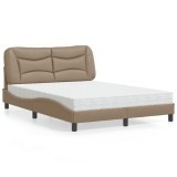 Cumpara ieftin Pat cu saltea, cappuccino, 140x200cm piele ecologică