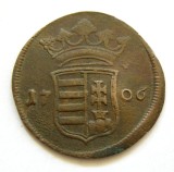 q687 UNGARIA AUSTRIA X POLTURA 1706 REVOLUTIA PRICIPELUI RAKOCZI FERENC II cupru XF