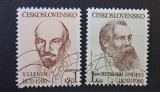 Cehoslovacia (Československo) 1980 - Set de 2 Timbre Comemorative &bdquo;Aniversări Politice: V.I. Lenin &amp; Friedrich Engels&rdquo; -CLN1