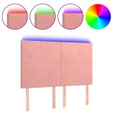 Cumpara ieftin Tablie de pat cu LED, roz, 144x5x118/128 cm, catifea