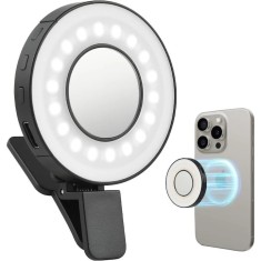 Lampă LED Portabilă 8cm Salestore.ro&reg; &ndash; 2W, Magnet/Clemă, 3 Moduri, Intensitate Reglabilă, Oglindă, Make-up, Poze