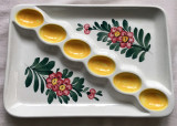 Platou pentru oua / compartimentat - decorativ - portelan Italia - 6 oua