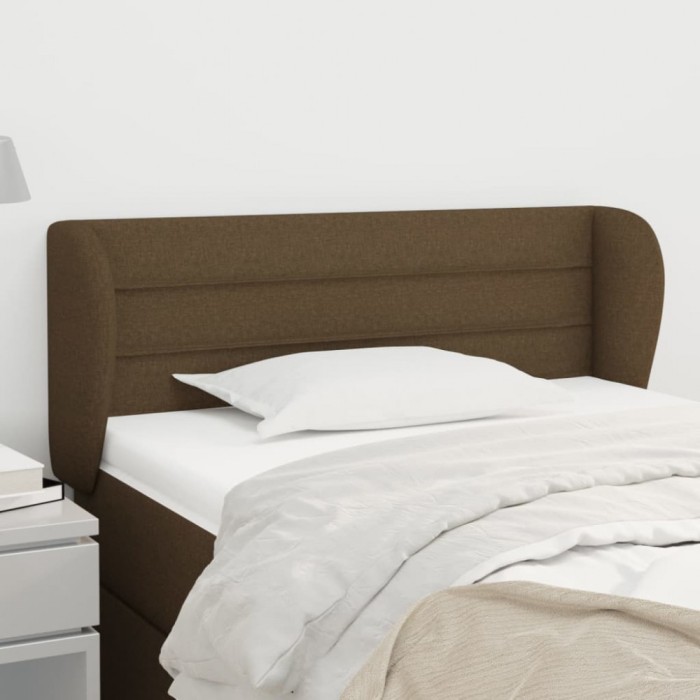 vidaXL Tăblie de pat cu aripioare maro &icirc;nchis 93x23x78/88 cm textil