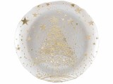 Platou Craciun sticla alba aurie II &Oslash; 33 cm