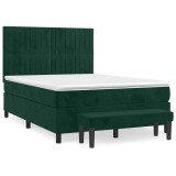 Cumpara ieftin Pat box spring cu saltea, verde inchis, 140x190 cm, catifea