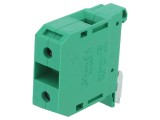 Conector Verde pentru Șine 4-35mm&sup2;, 1 Pistă, 2 Borne