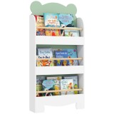 AIYAPLAY Bibliotecă Copii 3 Rafturi &icirc;n Formă de Ursuleț 55x15x110 cm, Verde | Aosom Romania