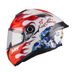 Casca integrala MT Targo S Yamanaka A5 alb/rosu lucios - omologare noua ECE 22.06 - tip viziera: MT-V-14 - Alb/rosu lucios, XS (53/54cm)