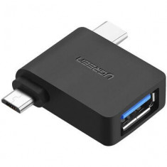 Adaptor Ugreen 30453 Micro USB+ USB-C la USB 3.0 OTG Negru