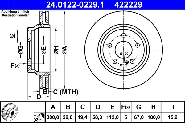 ATE 24.0122-0229.1 Disc frana