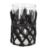 Cumpara ieftin Vaza flori sticla ratan negru 12x19 cm