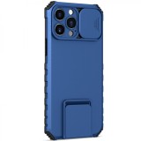 Husa Defender cu Stand pentru iPhone 13 Pro, Albastru, Suport reglabil, Antisoc, Protectie glisanta pentru camera, Flippy